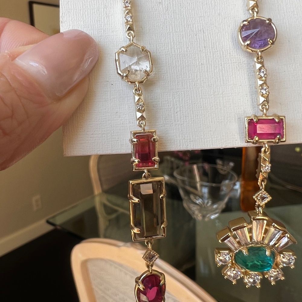 NWOT Kendra Scott Muzzie Mixed Crystal Drop Earrings, Pierced, 14K Gold plated - Picture 6 of 10